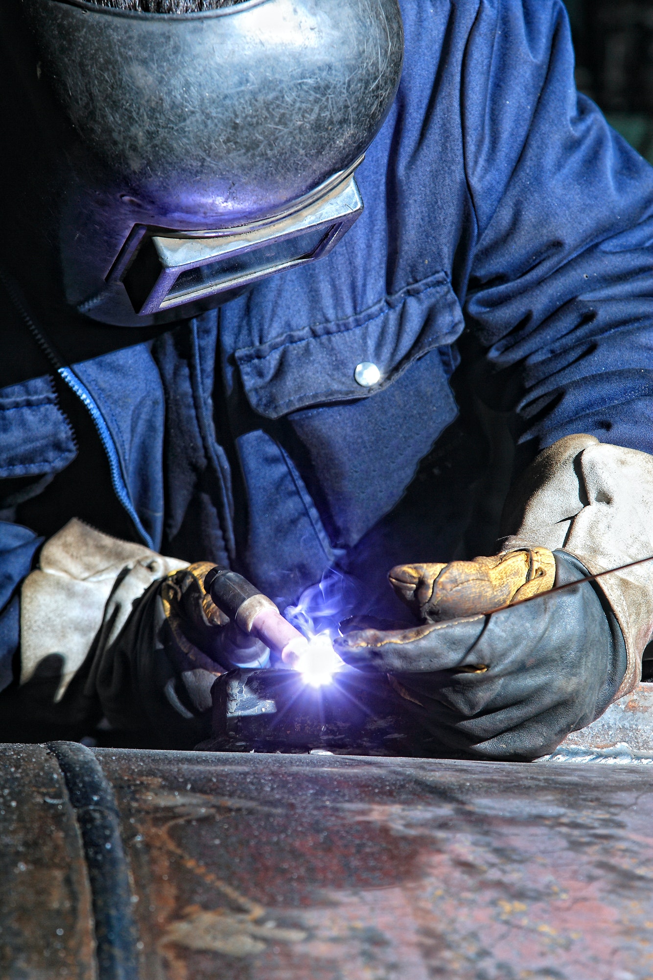 Welding and bright sparks.